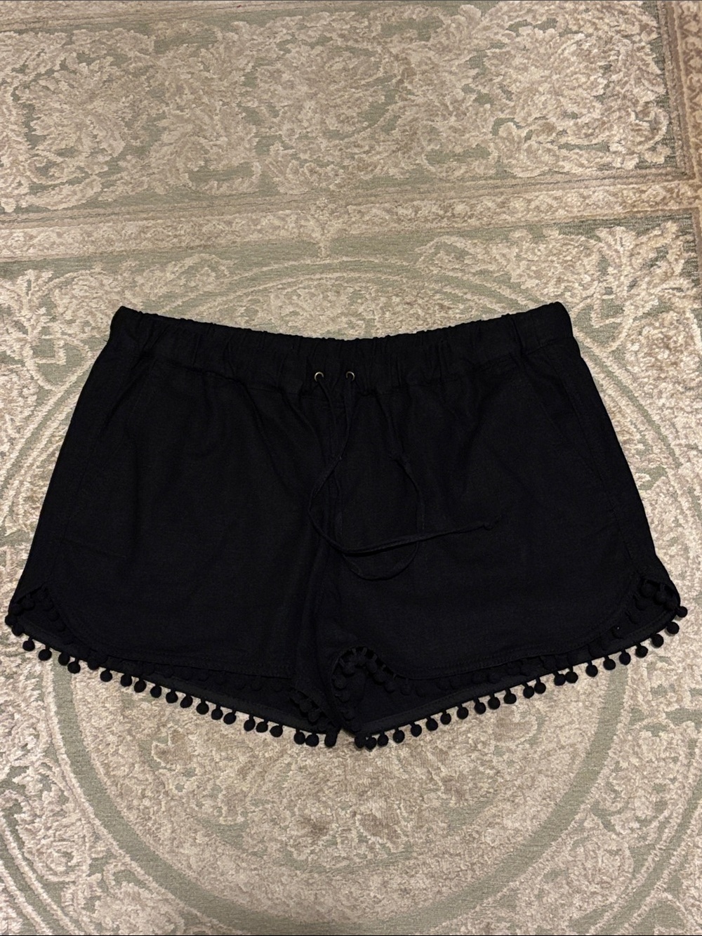 J. Crew Black Pom-Pom Trim Drawstring Athletic Shorts
